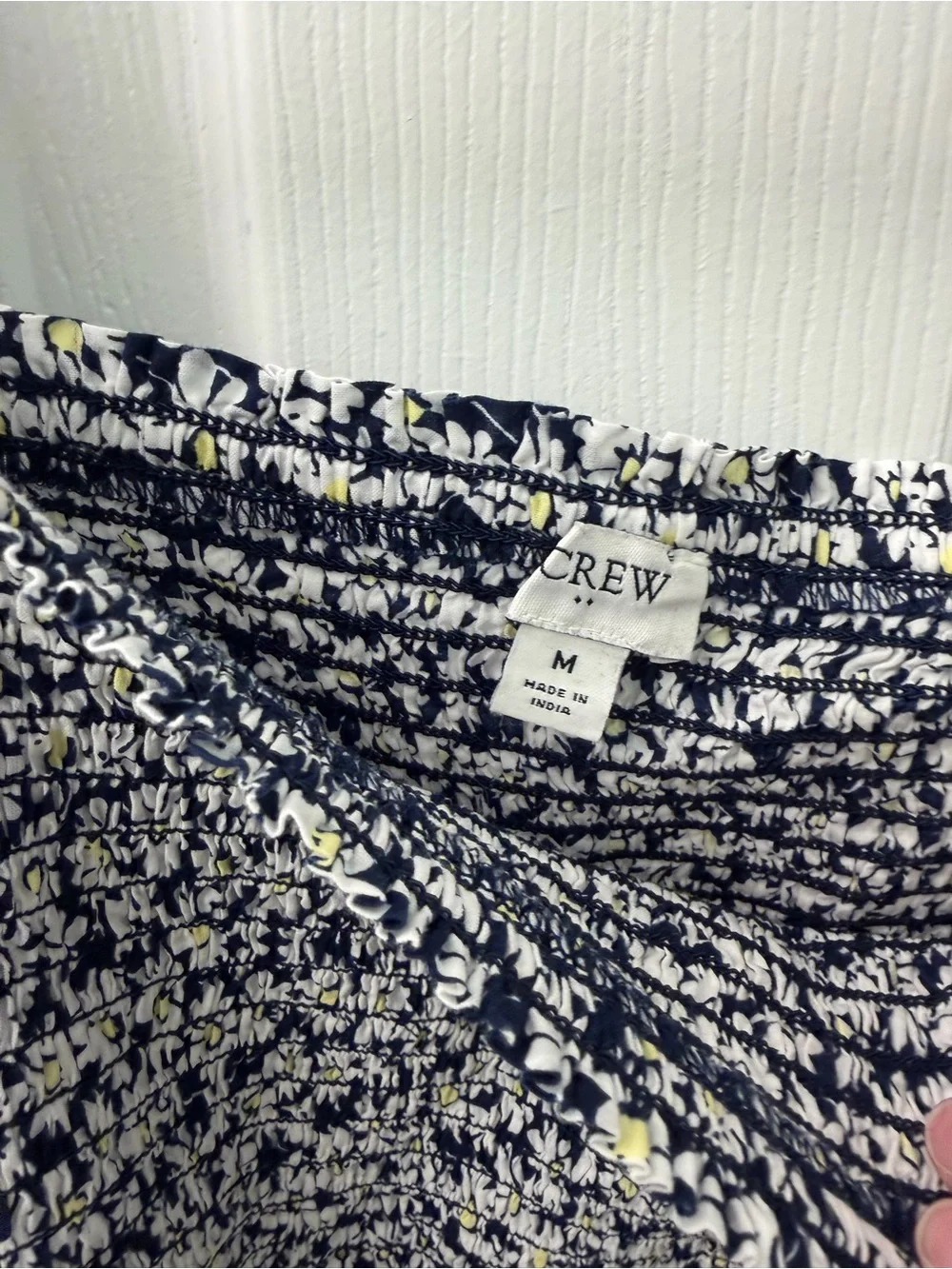 J.Crew Smocked Puff-Sleeve Floral Top - Navy White Daisies - medium